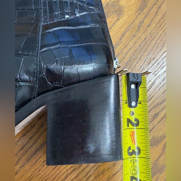 SCHUTZ S Heires Crocodile-Embossed Black Leather Bootie Women’s Size 8 Revolve - Picture 9 of 9